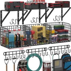 there is a rack with many items on it