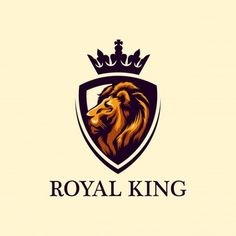 a lion with a crown on it's head is shown in this logo design