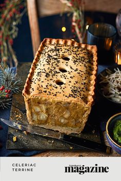 a close up of a pie on a table