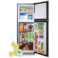 Extra-large capacity yet compact refrigerator that is perfectly suited to your daily needs. The TACOOL 4.5 cu. ft. refrigerator has a small footprint, lots of storage space. The large capacity and separate storage provide freshness to your favorite beverages, fruits, or vegetables. You can put it anywhere you want and it won't look crowded. Double doors for more efficient ingredient management and utilization. Make full use of the refrigerator and freezer for better sorting, organizing, and enjo Mini Fridge With Freezer, Refrigerator And Freezer, Compact Fridge, Double Door Design, Small Refrigerator, Led Light Design, Compact Refrigerator, Optimize Space, Large Appliances