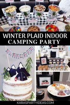 an outdoor camping party with food and decorations