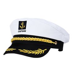 Description Description This item is made of premium material for durable and long-lasting use. The captain design and with excellent workmanship will ensure its practicability and popularity among children and adults. It can not only be used for as hat to for your daily wearing or decor, also used as cosplay hat or gift for your friends, family, children. Features - Color: White. - Material: Cotton with Vinyl Bill. - Size: Approx. 22 * 15 * 5 cm/ 9 * 6 * 2 inch (L*W*H). - for durable and long-l Marine Party, Marine Costume, Sailor Captain, Captain Costume, Captain Cap, Navy Costume, Boat Hat, Куклы American Girl, Sailor Cap