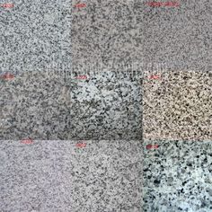 four different types of granite with red numbers