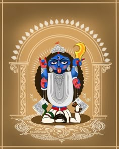 an image of the hindu god sitting in front of a doorway with a crescent on it