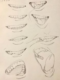 several different types of teeth drawn on paper