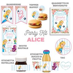 the princess party kit is shown with its contents