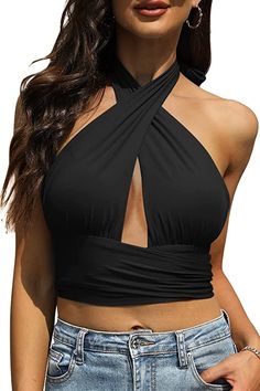 Festival Crop Tops, Strapless Bralette, Boho Crop Tops, Convertible Top, Black Bralette, Halter Tops, Cropped Tops, Bralette Tops