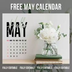 Free Minimal Floral May Calendar - MasterBundles Collage. Calendar May, Getting Organized