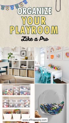 an organized playroom with lots of toys in it and the words organize your playroom like a nook