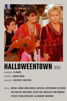 the poster for halloween town is shown in black and white, with an orange teddy bear