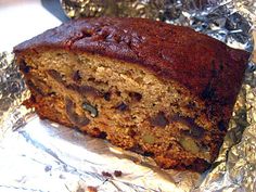 a piece of cake sitting on top of aluminum foil