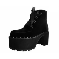 T.U.K. Shoes Black Velvet Spike Welt Nosebleed Boot A9346L Chunky Platform Boots, Creepers Shoes, Punk Boots, Cat Shoes, Punk Goth