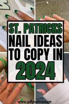 St. Patricks Nail Ideas Nails St Patricks Day Irish, St Patricks Gel Nail Designs, St Patricks French Tip Nails, St Patrick's Day Nail Art Designs, Chrome St Patricks Day Nails, Nail Art For St Patricks Day, St Patrick’s Day Nails Long, St Patrick’s Day Nails French Tip, Green Dip Nails Ideas