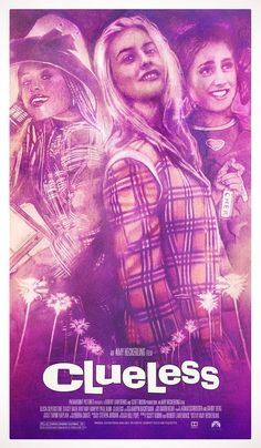 the movie poster for clueless starring actors from left to right, and an image of two women in plaid shirts