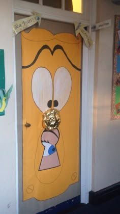 an image of a door decorated like a cartoon character