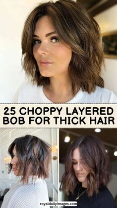 Above Shoulder Length Hair, Shoulder Haircut, Thick Coarse Hair, Choppy Bob Haircuts, Thick Hair Cuts, Thick Wavy Hair, Short Haircut Styles, Latest Haircuts, Bob Hairstyles For Thick