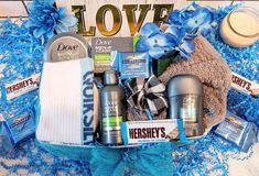 Men Boyfriend Dad Valentine's Day Birthday Anniversary Any Occasion Dove Bath & Body Spa Hershey's Ghirardelli Dark Chocolate Gift Basket for Him GIFT BASKET INCLUDES: 1 Dove Men's Care 2-In-1 Shampoo & Conditioner 3oz. 1 Dove Men's Care Antiperspirant Deodorant 0.5oz. 1 Dove Men's Care Extra Fresh Bar of Soap 3.17oz. 1 Dove Men's Care Face Hands & Body Cream 2.53oz. 1 Bath Hand Face 100% Cotton Towel 1 Quiksilver Logo Pair of Crew Socks Shoe Size 6-12 1 Hershey's Cookies & Cream Mini Milk Choco Homemade Housewarming Gifts, Gift Basket For Him, Fresh Bar, Dark Chocolate Gift, Valentine Gifts For Boys, Quiksilver Logo, Face Spa, Artificial Flowers Decor, Valentines Day For Men