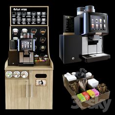 three different types of coffee machines on display