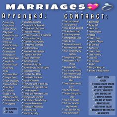 a poster with the words marriages arranged in different font and colors on it's side