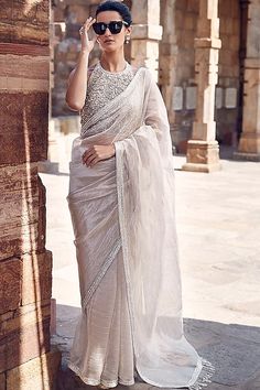 White Bridal Saree - Buy Latest White Bridal Saree Collection Online 2024 Indian Silhouette, Halter Neck Blouse Design, Dori Work, Halter Neck Blouses, Modern Saree, Halter Blouse, Blouse Neck Designs, Blouse Designs Latest, Indian Fashion Designers