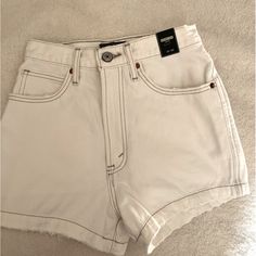 Abercrombie White Denim Mom Shorts, Brand New Never Worn With Tags, Size 24 Or 00 Denim Mom Shorts, Mid Rise Jean Shorts, Embroidered Denim Shorts, Grey Denim Jeans, Pinterest Life, Midi Denim, Denim Cutoff Shorts, Distressed Jean Shorts, Denim Cutoffs