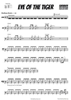 the music sheet for eye of the tiger