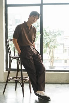 Korean Men Semi Formal Outfit, Men Academic Style, Korean Pants Outfit Casual, Polo Male Outfit, Asian Semi Formal Outfit Men, K Drama Style Men, K Drama Men Fashion, Asian Male Style, Asian Men Outfit Casual