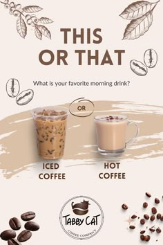 coffee drinks with different types of toppings on the top and bottom, including milkshake