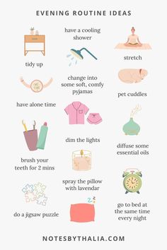 Your morning starts the night before so set the right mood and spend your evening unwinding with some of these simple rituals and enjoy a better night's sleep too ✨ #eveningroutines #eveningroutineideas | Evening Routine Aesthetic | Evening Routine Checklist | Evening Routines for women | Evening Rituals | Evening Ritual Ideas | Evening Rituals Night | Evening Rituals Aesthetic | Self-Care Daily | Self-Care For Women | Self-Care Rituals Evening Routine Ideas, Routine Ideas, Self Care Bullet Journal, Hygiene Routine, Life Routines, Vie Motivation, Evening Routine, Get My Life Together, Bedtime Routine