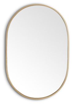 an oval mirror with a wooden frame