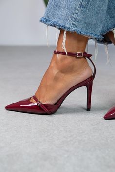 No returns or exchanges on our products. color: bordeaux material: vegan patent leather interior lining: genuine leather heel length: 8 cm 5 us / 35 eu / 2.5 uk 6 us / 36 eu / 3.5 uk  6.5 us / 37 eu / 4 uk  7.5 us / 38 eu / 5 uk  8.5 us / 39 eu / 6 uk  9 us / 40 eu / 6.5 uk Burgundy Patent Leather Heels With Closed Toe, Chic Burgundy Patent Leather Heels, Burgundy Pointed Toe Heels For Party, Burgundy Open Heel Party Heels, Pointed Patent Leather Heels For Party, Burgundy Pointed Toe Heels With Wrapped Heel, Burgundy Heels With Wrapped Heel And Pointed Toe, Burgundy Ankle Strap Heels With Wrapped Heel, Burgundy Pointed Toe Heels For Evening