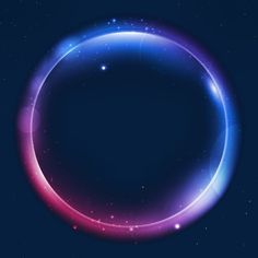 a blue and pink circle with stars in the background