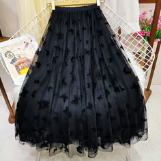 High Waist Butterfly Tulle Long Skirt · Shop Zola · Online Store Powered by Storenvy Tulle Long Skirt, Dark Style, Just Style, Fringe Skirt, Spring Women, Harajuku Fashion, Dark Fashion, Just Girly Things, Trendy Fashion Women