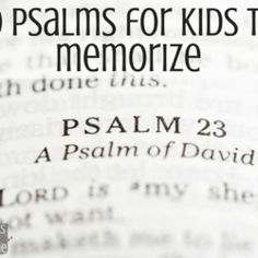 an open bible with the words, 9 palms for kids to memoize