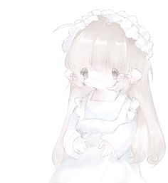 a drawing of a girl in a white dress