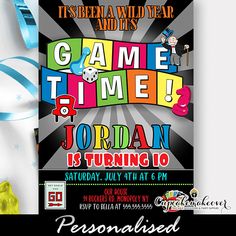 this is an image of a flyer for a game time birthday party with legos