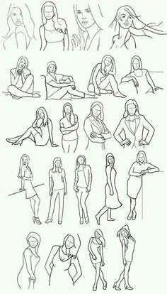 a drawing of people in different poses