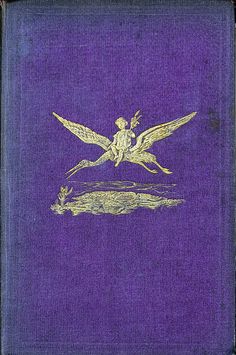 an old purple book with gold foil on the front and back cover, depicting a fairy sitting on a branch