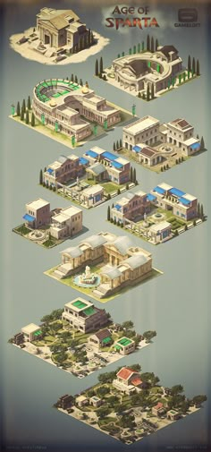 an illustrated map of the world's most famous buildings