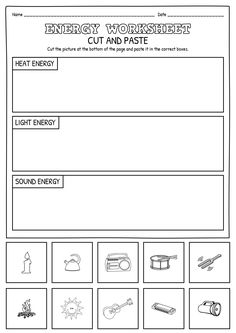 an energy worksheet with pictures and words to help students learn how to use it