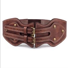 Questions? Leave A Comment Below! Custom Leather Belts For Women, Leather Belt Tutorial, Fantasy Belt Leather, Steampunk Belt, Double Buckle Belt, Leather Belt Buckle, Waist Corset, Steampunk Corset, Leather Rivets