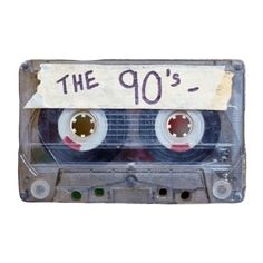 an old fashioned cassette with the words the 90's written on it and two eyes