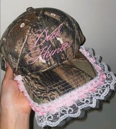 Upcycle Accessories, Reworked Clothes, Bad Brains, Camo Hat, Camo And Pink, Pink Cap, Custom Caps, Head Pieces, Hat Custom