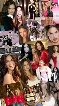 the collage shows many different pictures of women