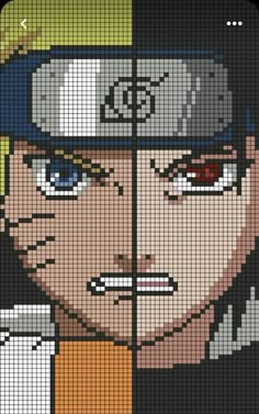 an image of the face of a police officer in pixellated style with two different colors