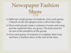 a newspaper page with the words newspaper fashion show