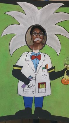 a painting of a person wearing a lab coat and holding a beaker in his hand