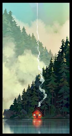 • christophe oliver • Poster Grafico, Landscape Illustration, Environment Concept Art, Fantasy Landscape, Scenery Wallpaper, Easy Paintings, In The Woods, 그림 그리기, Aesthetic Art