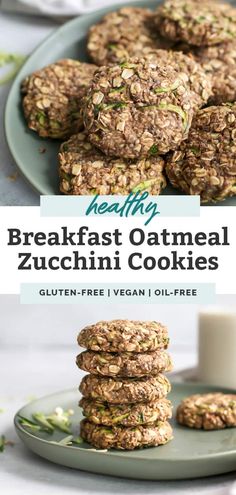 healthy breakfast oatmeal zucchini cookies on a plate