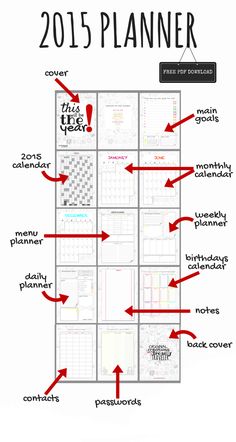 the 2013 planner is shown with arrows pointing in different directions